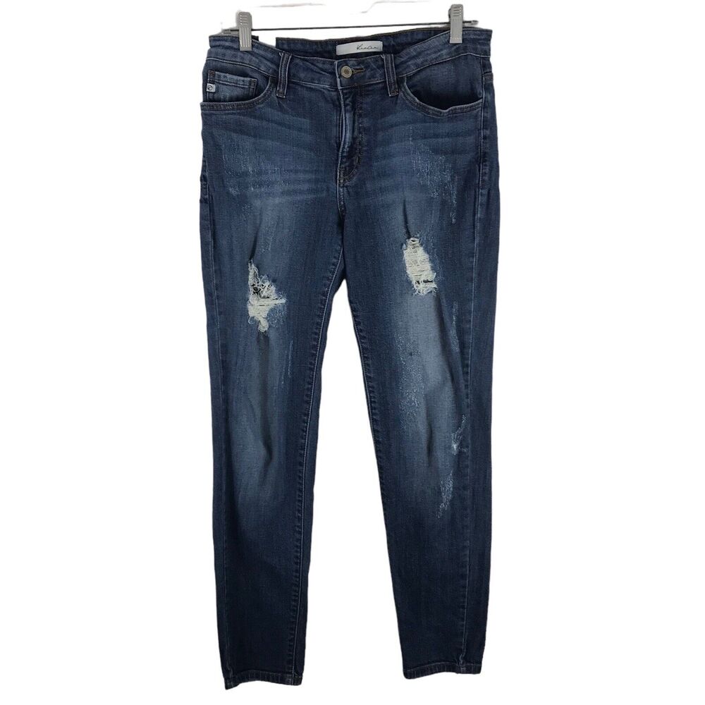 KanCan Jeans Estilo Style MT1026 Distressed Skinny Womens Size 28 Mid Rise‎ Blue